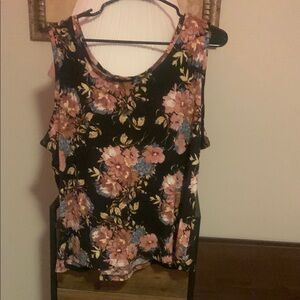 Time and Tru  Floral Sleeveless Top - Black and Pink